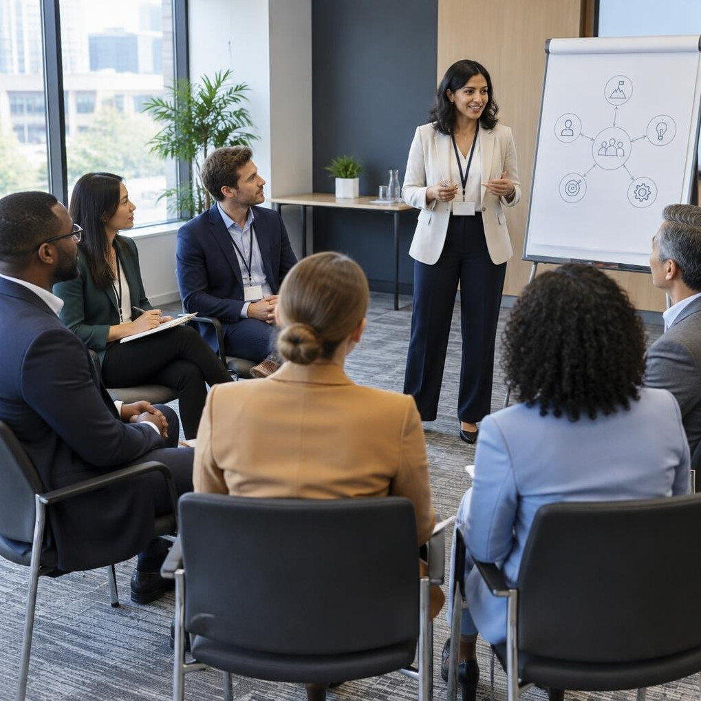 Group of professionals in a workshop training session