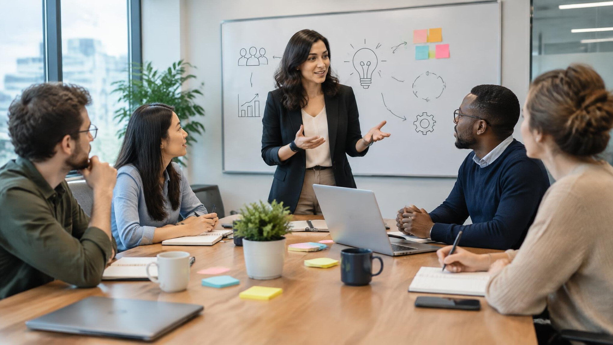 team discussion in conference room